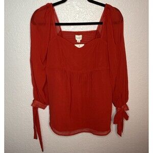 Isabel Maternity Long Sleeve Corsetry Woven Maternity Shirt Red Size Small NEW!